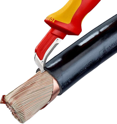 Nóż do ściągania izolacji ze stopką prowadzącą Knipex 180 mm