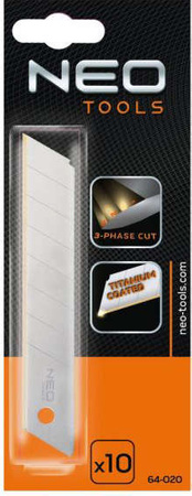 Ostrza wymienne łamane tytan o szerokości ostrza 18 mm 10 sztuk Neo 64-020