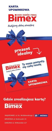 Karta upominkowa Bimex o wartości 100zł zawsze trafiony prezent!