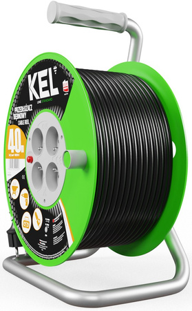 Przedłużacz elektryczny bębnowy warsztatowy o długości 40 m KEL PB-ST/D/40M/3X1,5/H05VV-F