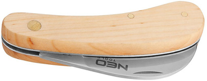 Nóż składany monterski sierpak ze stali nierdzewnej drewniane okładki o długości 180 mm Neo