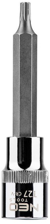 Końcówka Torx na nasadce ze stali CrV S2 o rozmiarze 1/2", T27 x 100 mm Neo 08-762