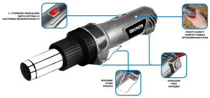 Opalarka elektryczna sieciowa z regulacją temperatury o mocy 2000 W i zakresie temperatury 350 ºC - 550 ºC Graphite 59G523