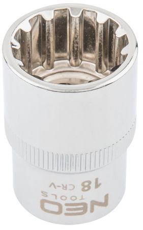 Nasadka Spline ze stali CrV o rozmiarze 1/2" 18 mm Neo 08-590