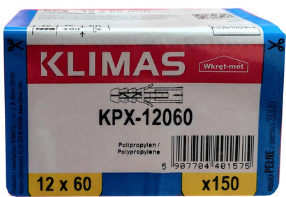 Koszulka kołka rozporowego KPX 12x60 Klimas 100 sztuk