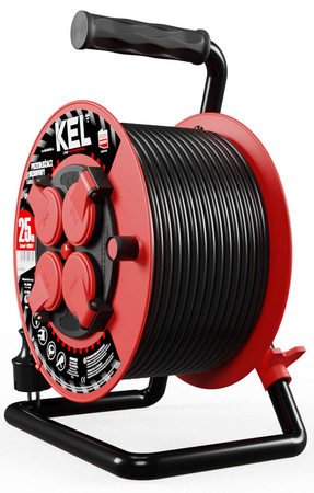 Przedłużacz elektryczny bębnowy warsztatowy o długości 25 m KEL PB-PRO/S/25M/3X1/H05RR-F