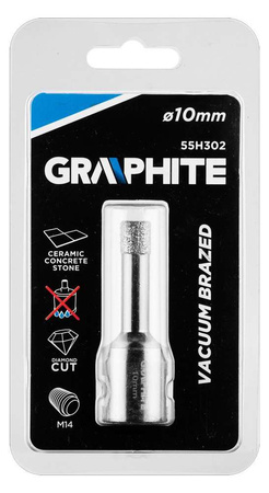 Otwornica diamentowa do kamienia, gresu, płytek, szkła, asfaltu, cegły i betonu 10 mm Graphite 55H302