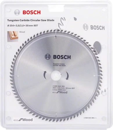 Tarcza pilarska do drewna ECO FOR WOOD Bosch 254x30 mm 80 zębów