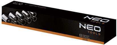 Nasadki udarowe sześciokątne krótkie ze stali CrV 1/2" o rozmiarze 10-24 mm Neo 10 elementów 12-101