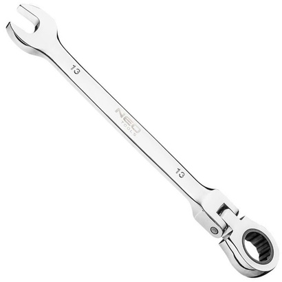 Klucz płasko-oczkowy z grzechotką i przegubem ze stali CrV o rozmiarze 13 x 185 mm Neo 09-055