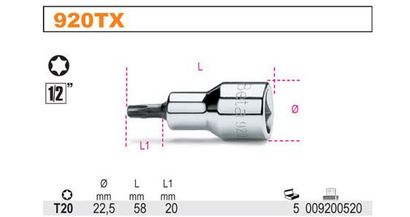 BETA NASADKA 1/2' TRZPIENIOWA PROFIL TORX T20 920TX/20