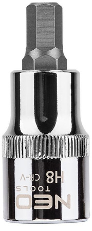 Końcówka sześciokątna na nasadce ze stali CrV S2 o rozmiarze 1/2" H8 x 55 mm Neo 08-773