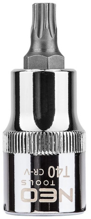 Końcówka Torx na nasadce ze stali CrV S2 o rozmiarze 1/2", T40 x 55 mm Neo 08-754