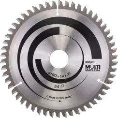 Tarcza pilarska do drewna i metalu MULTI MATERIAL Bosch 190x30 mm 54 zęby