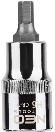 Końcówka sześciokątna na nasadce ze stali CrV S2 o rozmiarze 1/2" H6 x 55 mm Neo 08-771