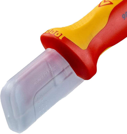 Nóż do ściągania izolacji ze stopką prowadzącą Knipex 180 mm