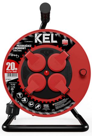 Przedłużacz elektryczny bębnowy warsztatowy o długości 20 m KEL PB-PRO/S/20M/3X2,5/H05RR-F