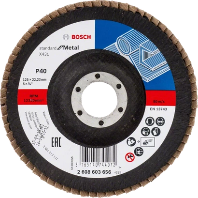 Tarcza listkowa do metalu wypukła STANDARD FOR METAL Bosch 125x22,23 mm P40