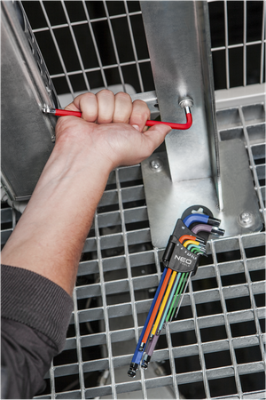 Zestaw długich kluczy imbusowych z kulką ze stali SNCM+V o rozmiarze 1.5 - 10 mm 9 sztuk Neo 09-512