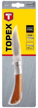 Nóż uniwersalny składany stalowy o długości ostrza 80 mm Topex 98Z007