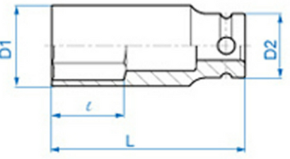 Nasadka udarowa długa 1/2" o rozmiarze 32 x 80 mm King Tony