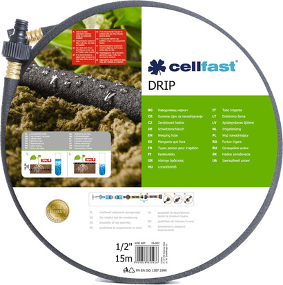 Wąż ogrodowy pocący do nawadniania 1/2" 15 m DRIP Cellfast 19-002