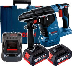 Młot udarowo-obrotowy akumulatorowy z silnikiem bezszczotkowym Bosch Professional GBH 187-LI + akumulator 18V 2 x 5.0Ah + ładowarka + walizka