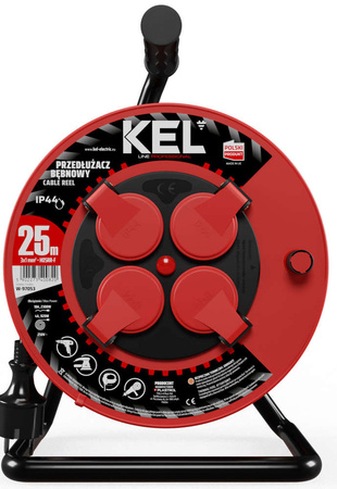 Przedłużacz elektryczny bębnowy warsztatowy o długości 25 m KEL PB-PRO/S/25M/3X1/H05RR-F