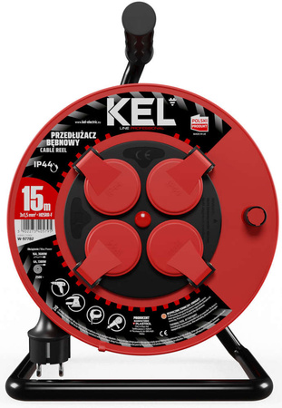 Przedłużacz elektryczny bębnowy warsztatowy o długości 15 m KEL PB-PRO/S/15M/3X1,5/H05RR-F