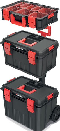 Skrzynka narzędziowa walizka na kółkach mobilna o wymiarach 53 x 35,5 x 82,5 cm Kistenberg MODULAR SOLUTION KMSS553585B