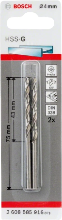 Wiertło kręte szlifowane do metalu HSS Bosch 4x75 mm 2 sztuki