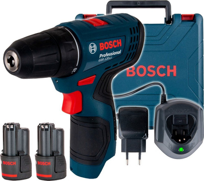 Bosch wiertarko-wkrętarka akumulatorowa GSR 120-LI + 2x2,0Ah + WALIZKA 