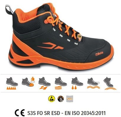 Trzewiki robocze bezpieczne FitEVOLUTION, z wodoodpornej mikrofibry S3S FO SR ESD rozmiar 44 Beta 7276N