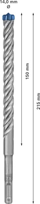Wiertło SDS plus-7X do młotów obrotowych 14 x 150 x 215 mm Bosch Expert 2608900120