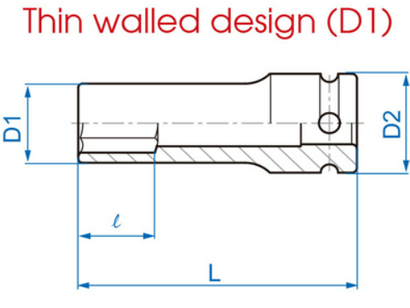 Nasadka udarowa długa cienkościenna 1/2" o rozmiarze 17 x 80 mm King Tony