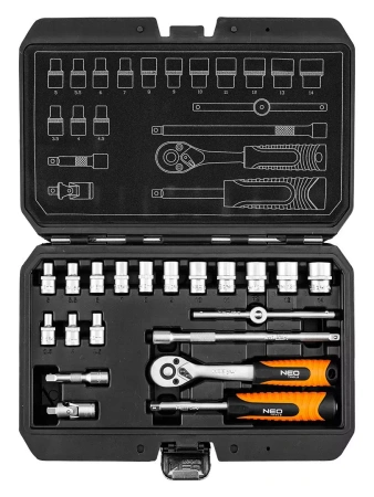 Zestaw kluczy nasadowych 1/4" 20 elementów Neo 10-230