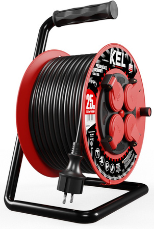 Przedłużacz elektryczny bębnowy warsztatowy o długości 25 m KEL PB-PRO/S/25M/3X2,5/H05RR-F