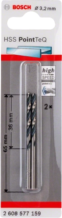 Wiertło kręte do metalu HSS POINTTEQ Bosch 3,2x65 mm 2 sztuki