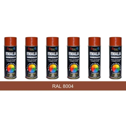 EuroColor miedziany brąz połysk spray 400ml - farba akrylowa RAL 8004 - 6 sztuk
