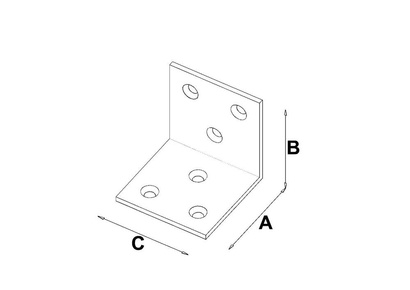 Łącznik budowlany kątownik szeroki KS2 o wymiarach 40 x 40 x 40 x 2 mm