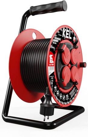 Przedłużacz elektryczny bębnowy warsztatowy o długości 15 m KEL PB-PRO/S/15M/3X1,5/H05RR-F