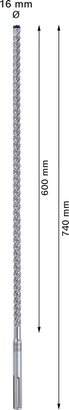 Wiertło SDS max-8X do młotów obrotowych 16 x 600 x 740 mm Bosch Expert 2608900216