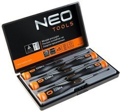 Zestaw wkrętaków precyzyjnych płaskich i krzyżowych ze stali SvCm 5 sztuk NEO 04-225