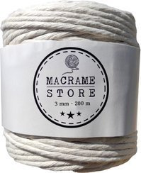 Sznurek do makramy bawełniany skręcany naturalny o rozmiarze 3 mm x 200 m Linotech
