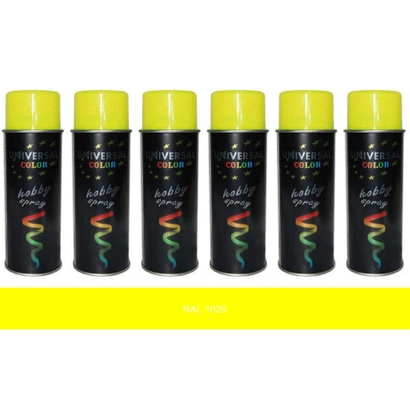 UniversalColor fluorescencyjny żółty połysk spray 400 ml - farba RAL 1026 - 6szt