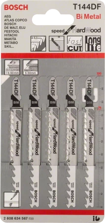Brzeszczot do wyrzynarki do drewna SPEED FOR HARD WOOD Bosch T 144 DF 5 sztuk