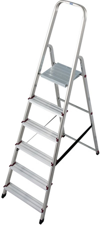 Drabina aluminiowa jednostronna 1x6 KRAUSE 5 + podest 150 kg
