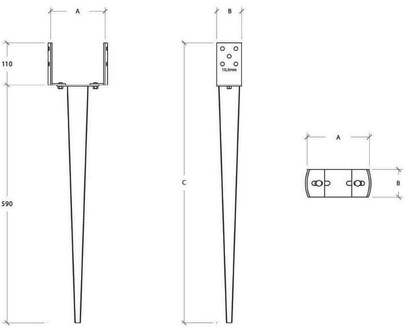 PODSTAWA SŁUPA WBIJANA REGULOWANA 140x700mm