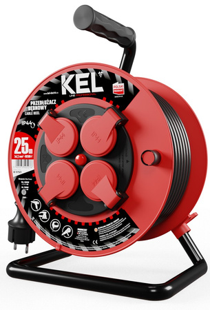 Przedłużacz elektryczny bębnowy warsztatowy o długości 25 m KEL PB-PRO/S/25M/3X2,5/H05RR-F
