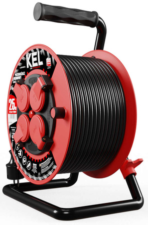 Przedłużacz elektryczny bębnowy warsztatowy o długości 25 m KEL PB-PRO/S/25M/3X1,5/H05RR-F